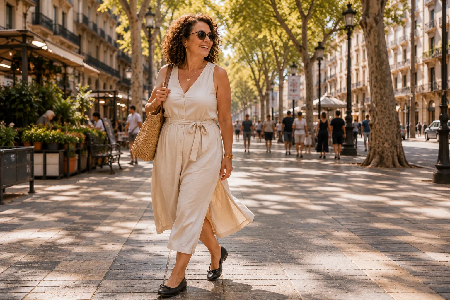 Mujer caminando con estilo por la ciudad